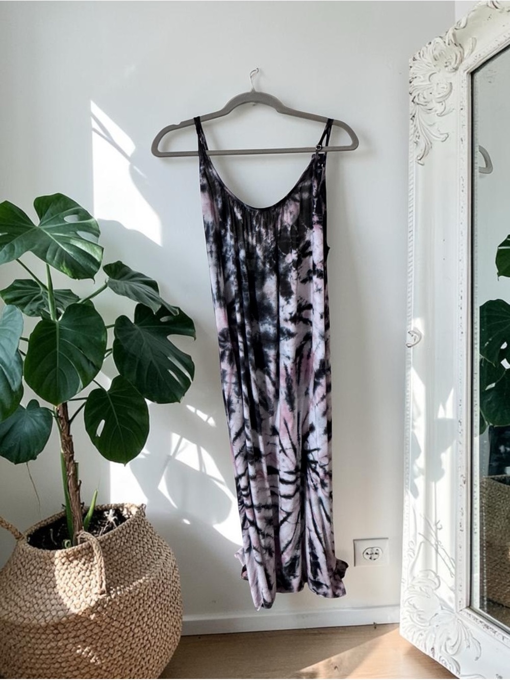 Raviya Black & Pink Tie-Dye Slip Dress Sz 1X
